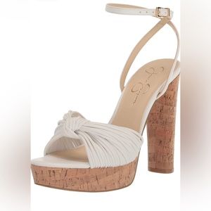 Jessica Simpson 9 NEW Womens Immie Ankle Strap Platform Pumps White Heel